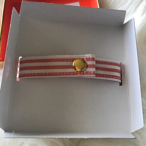 Mud Pie Bow Bracelet Tangerine Striped New - Picture 5 of 6